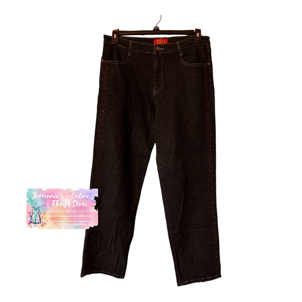 Cosjeans Womens Dark Wash Straight Leg‎ Jeans Embroidered Sequin Size 10P